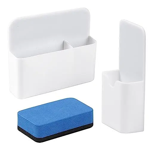 Produktbild: Domkan Stifthalter Magnetisch, 2 Stück Magnetischer Stiftehalter mit Whiteboard Schwamm, Magnetisch Marker Halter Pen Container Heim Büro Lieferungen für Kühlschrank Magnettafel Zuhause Büro Schule