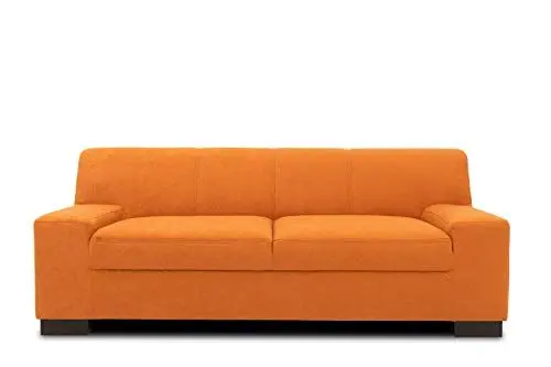Produktbild: DOMO. collection Sofa Norma, 2-Sitzer Couch, 2er Polster-Garnitur mit Holzfüßen, 194 x 85 x 74 cm (BxTxH), Feinstoff orange