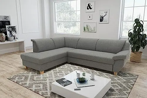 Produktbild: DOMO. collection Ecksofa Panama, klassisches Ecksofa in L-Form links, Eckcouch, Sofa Couch, Ecke 254 x 186 x 80 cm (BxTxH), dunkelgrau