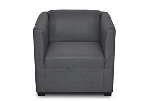 Produktbild: DOMO. collection Sessel Bob FK, kleiner Retro-Sessel mit Armlehnen und Federkern, Polstersessel, Cocktailsessel, Loungesessel, 73 x 75 x 69 cm (BxTxH), Webstoff in grau