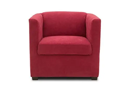 Produktbild: DOMO. collection Sessel Bob FK, kleiner Retro-Sessel mit Armlehnen und Federkern, Polstersessel, Cocktailsessel, Loungesessel, 73 x 75 x 69 cm (BxTxH), Webstoff in rot