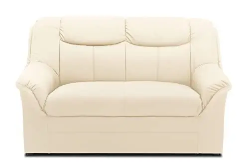Produktbild: DOMO. collection Sofa Berlin, Leder, klassisches 2er Sofa, Polstergarnitur mit weichem Kunstleder und hochwertigem Federkern, 2 Sitzer 143 x 90 x 89 cm (BxTxH), beige (weiß)