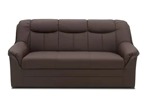Produktbild: DOMO. collection Sofa Berlin, Leder, klassisches 3er Sofa, Polstergarnitur mit weichem Kunstleder und hochwertigem Federkern, 3 Sitzer 178 x 90 x 89 cm (BxTxH), mokka braun