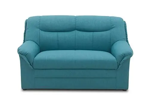 Produktbild: DOMO. collection Sofa Berlin, klassisches 2er Sofa, Polstergarnitur mit hochwertigem Federkern, 2 Sitzer 143 x 90 x 89 cm (BxTxH), blau