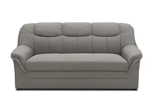 Produktbild: DOMO. collection Sofa Berlin, klassisches 3er Sofa, Polstergarnitur mit hochwertigem Federkern, 3 Sitzer 178 x 90 x 89 cm (BxTxH), hellgrau