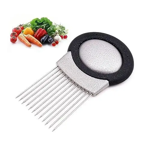Produktbild: Domumkit Food Slice Assistant, Edelstahl Zwiebelschneider Halter, All-In-One Zwiebelhalter mit Geruchsentferner