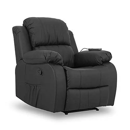 Produktbild: Don Descanso-Trevi Schwarz Relax Massagesessel 160º Liegend mit 8 leisen Motoren, Lendenwirbelwärme, Sist. 4-Zonen-Massage und PU-Finish (inklusive Fernbedienung). Ideale ältere Menschen