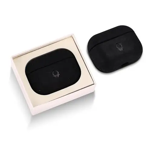 Produktbild: DONBOLSO Airpods Pro Gehäuse - Etui aus echtem Leder für AirPods Pro - Klassisches Design mit einzigartiger Patina und Anti-Drop-Schutz - airpods pro pro Etui - Schwarz