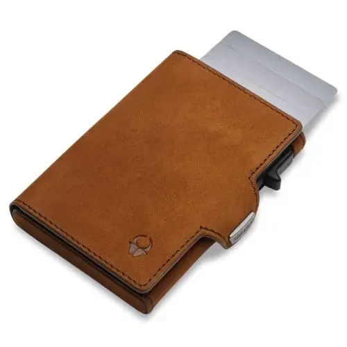 Produktbild: DONBOLSO Schlankes Kartenetui aus Leder Portemonnaie Geldbörse RFID Schutz - Slimwallet - Dünnes Kreditkartenetui, Mini Portemonnaie Herren aus Echtleder