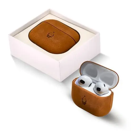Produktbild: DONBOLSO airpods hülle 3. Generation - Leder - Eleganter Schutz für Deine AirPods aus echtem italienischem Leder - Perfekter Sitz für AirPods mit Ladegerät - Anti-Drop-Schutz - Braun