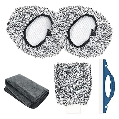 Produktbild: Dondeen Waschbürstenüberzug, Brush Cover Autoschwamm Autowaschbürste Set inkl. 2 Bürstenüberzug, Waschhandschuh, Reinigungstuch und Wasserabzieher (Grau)