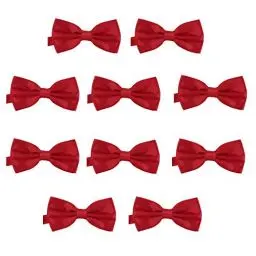 Produktbild: DonDon 10er Set Herren Fliege 12 x 6 cm gebunden und längenverstellbar dunkelrot