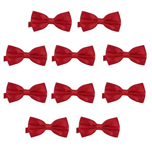 Produktbild: DonDon 10er Set Herren Fliege 12 x 6 cm gebunden und längenverstellbar dunkelrot