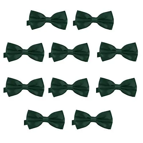 Produktbild: DonDon 10er Set Herren Fliege 12 x 6 cm gebunden und längenverstellbar dunkelgrün