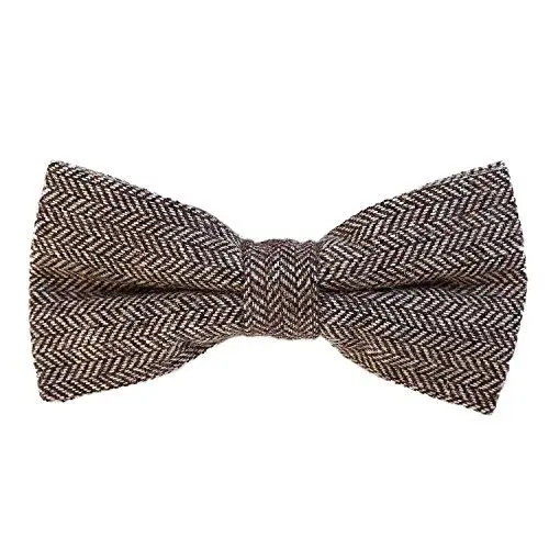 Produktbild: DonDon Herren Fliege 12 x 6 cm kariert gebunden und stufenlos justierbar aus Baumwolle im Tweed Style braun
