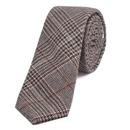 Produktbild: DonDon Herren Krawatte 6 cm Baumwolle dunkelrot-schwarz-braun kariert