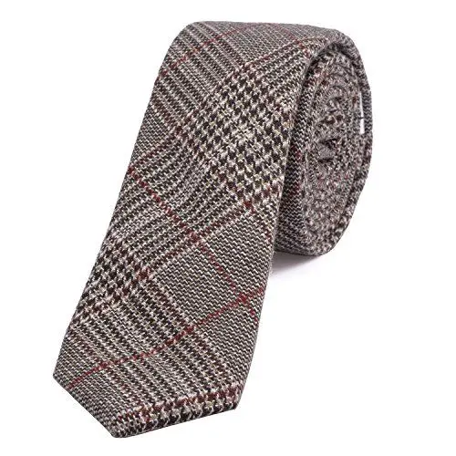 Produktbild: DonDon Herren Krawatte 6 cm Baumwolle dunkelrot-schwarz-braun kariert