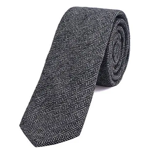 Produktbild: DonDon Herren Krawatte 6 cm Baumwolle schwarz-grau Fischgrätenmuster