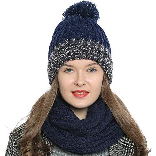 Produktbild: DonDon Loop Schal Damen Winter Schlauchschal Winterschal Wollschal warm und weich dunkelblau