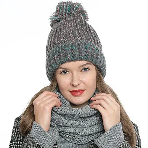 Produktbild: DonDon Loop Schal Damen Winter Schlauchschal Winterschal Wollschal warm und weich hellgrau