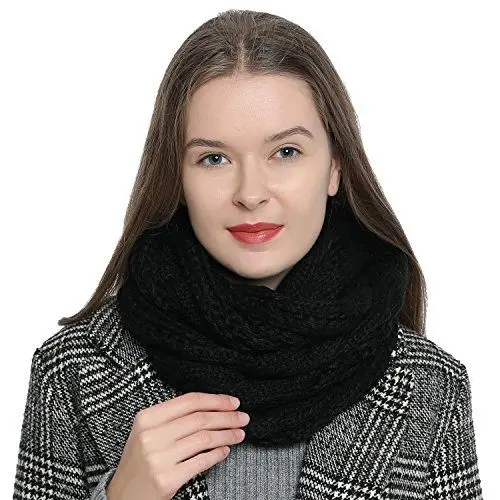 Produktbild: DonDon Loop Schal Damen Winter Schlauchschal Winterschal Wollschal warm und weich schwarz