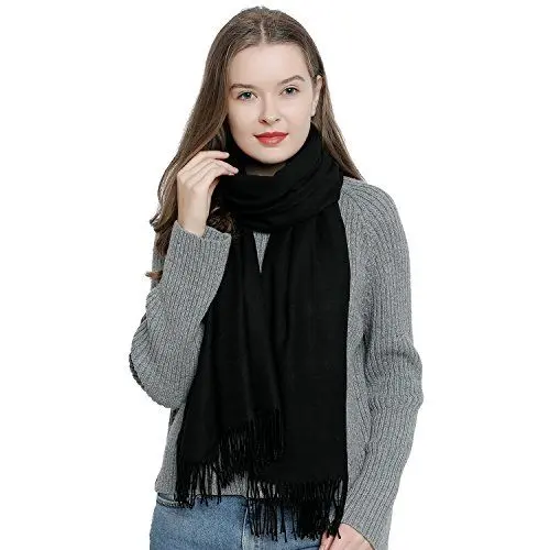 Produktbild: DonDon Schal Damen Winter Wollschal Winterschal warm weich 185 x 65 cm schwarz