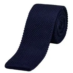 Produktbild: DonDon schmale Strickkrawatte dunkelblau 5 cm