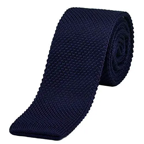 Produktbild: DonDon schmale Strickkrawatte dunkelblau 5 cm