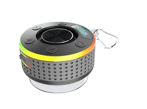 Produktbild: Donerton Bluetooth-Lautsprecher, tragbare Bluetooth-Lautsprecher mit Stereo-Sound, LED-Licht, kabelloser Lautsprecher mit Saugnapf, Dual-Pairing, IP7 wasserdicht