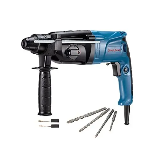 Produktbild: DongCheng Bohrhammer 800W, Schlagenergie 2.8 J, Leerlaufdrehzahl 0-1200U/min, mit 4 Drill Bit SDS plus, Bohren bis 26mm, 4 in 1 Bohrmaschine, Abbruchhammer, Anti-Vibrationsgriff