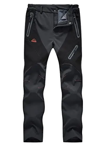 Produktbild: donhobo Damen Wanderhose Warm Gefüttert Winter Skihose Winddicht Wasserdicht Softshellhose Snowboardhose Trekkinghose Funktionshose Dunkelgrau M