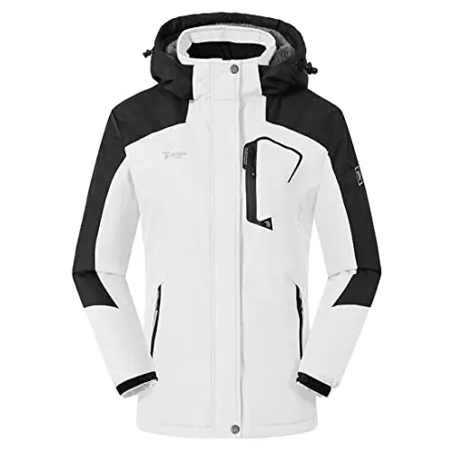 Produktbild: donhobo Damen Winter Softshelljacke Fleece Funktionsjacke Warme Outdoor Winddicht Wanderjacke Gefüttert Skijacke Trekkingjacke (Weiß schwarz, M)