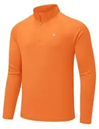 Produktbild: donhobo Herren Funktionsshirt Langarm T-Shirts Atmungsaktiv Sport Shirt Schnelltrocknend Sonnenschutz mit 1/4 Reißverschluss für Surf Laufen Angeln, Orange, XXL