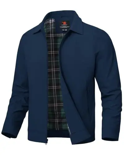 Produktbild: donhobo Herren Jacke Leichte Freizeit Übergangsjacke Sommer Bomberjacke Outdoor Sportjacke Full Zip Up Blousonjacke mit Innentasche, Marine, XXL