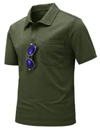Produktbild: donhobo Herren Poloshirts Kurzarm Polo Hemd Army Golf Tennis T-Shirts Schnelltrocknend Outdoor Leicht Atmungsaktives Sport Polohemd (Armeegrün, S)