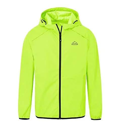 Produktbild: donhobo Herren Regen Jacke Outdoor Rain Freizeitjacke Kapuze Regenjacke Wasserdicht Camping Wanderjacke (Grün, L)