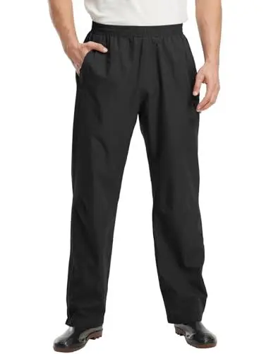 Produktbild: donhobo Herren Regenhose Wasserdicht Überhose Winddicht Leichte Outdoor Wanderhose Arbeit Regen Hose Funktionshose für Golf, Angeln, Camping (Schwarz, M)