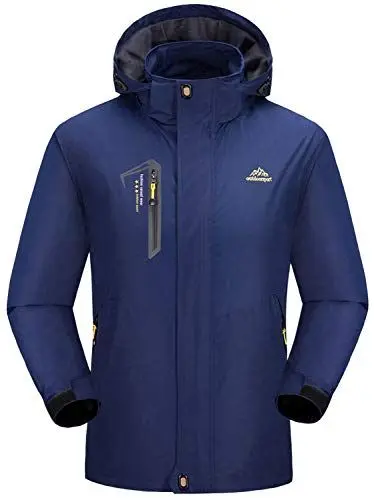 Produktbild: donhobo Herren Softshell Jacke Outdoor Funktionsjacke Freizeitjacke Leichte wasserdichte Winddichte Wandern Bergjacke Mantel mit Kapuze (Dunkelblau, M)