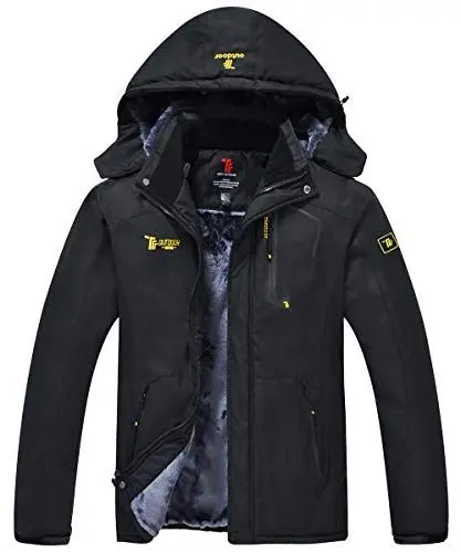 Produktbild: donhobo Herren Winter Fleecejacke Warm Jacke Softshelljacke Atmungsaktiv Outdoor Skijacke Winddichte Wasserdicht Funktionsjacke(Schwarz,L)
