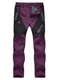 Produktbild: donhobo Hose Damen Outdoor Wanderhose Wasserdicht Softshellhose Fleecefutter Warm Atmungsaktiv Berghose Funktionshose Trekkinghose Lila L
