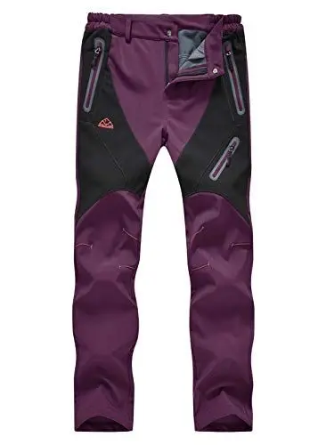 Produktbild: donhobo Hose Damen Outdoor Wanderhose Wasserdicht Softshellhose Fleecefutter Warm Atmungsaktiv Berghose Funktionshose Trekkinghose Lila L