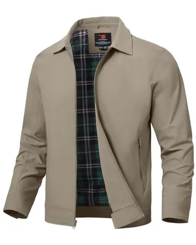 Produktbild: donhobo Jacke Herren Dünne Leicht Übergangsjacke Sommer Herbst Bomber Outdoorjacke Männer Bomberjacke Arbeitsjacke Übergang Frühlingsjacke, Khaki, L