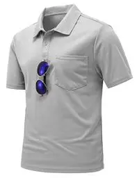 Produktbild: donhobo Polo Shirts Herren Kurzarm Golf Tennis Poloshirt Schnelltrocknend Casual Sport Shirt Outdoor Atmungsaktives T-Shirts Sommer Tops (Hellgrau, 3XL)