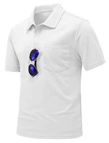 Produktbild: donhobo Poloshirt Herren Kurzarm Atmungsaktives Golf-Polo-Hemd Summer Poloshirts Männer T-Shirts Casual Sport Shirt Regular Fit Golf Tennis (Weiß, M)