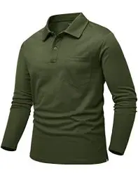Produktbild: donhobo Poloshirt Herren Wandershirt Outdoor Sport Tshirts Leicht Männer Funktionsshirt Quick Dry Langarmshirt Casual Polo Arbeitshirt, Armeegrün, S