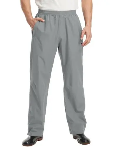 Produktbild: donhobo Regenhose Herren Wasserdicht Atmungsaktive Fahrrad Überziehhose Leichte Wanderhose Winddicht Outdoor Trekkinghose (Hellgrau, XL)