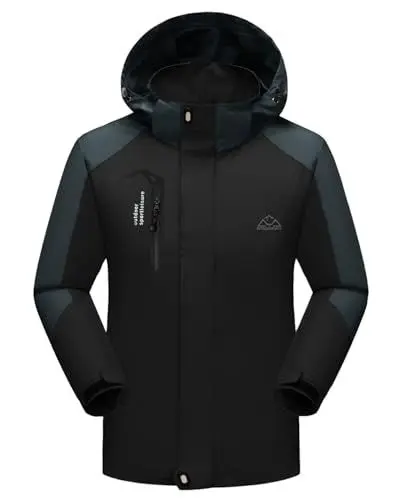 Produktbild: donhobo Softshelljacken Herren Funktionsjacke Wasserdicht Atmungsaktiv Wandern Mantel Outdoor Jacke Ski Regenmantel (Schwarz, M)