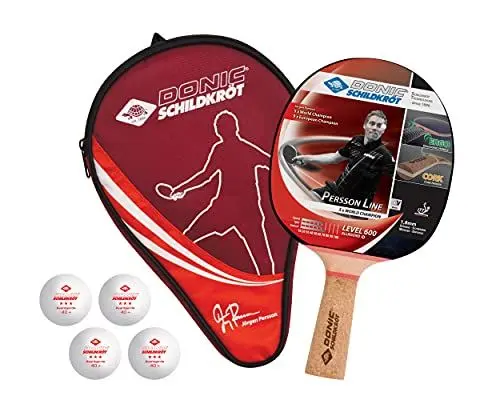 Produktbild: Schildkröt Donic Tischtennis-Geschenkset Persson 600, 1 Schläger mit Kork-Griff, 4 Bälle 3*, 1 Schlägerhülle, tolles Komplettset für den sofortigen Start, in Neuer Kartonverpackung, 788450