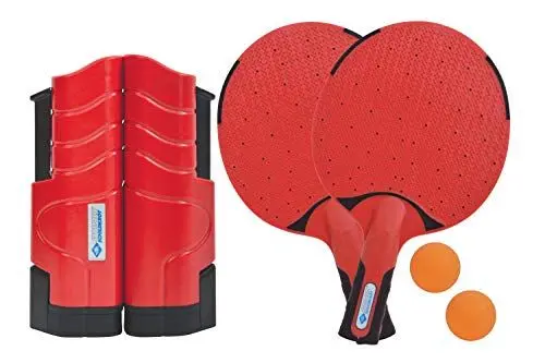 Produktbild: Donic-Schildkröt Tischtennis-Set Outdoor Flex, 2 wasserfeste Kunststoffschläger, 2 Bälle, inkl. ausziehbarer und längenverstellbarer Netzgarnitur, in praktischer wiederverschließbarer Dose, 788647