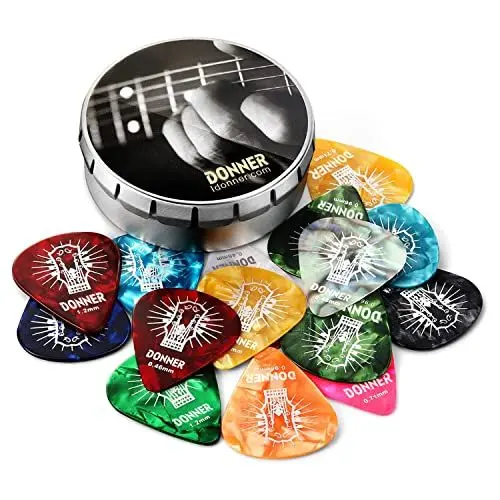Produktbild: Donner Celluloid Gitarren Plektren Gitarren Picks 0.46-1.20mm 4 verschiedene Stärke 16 Stück